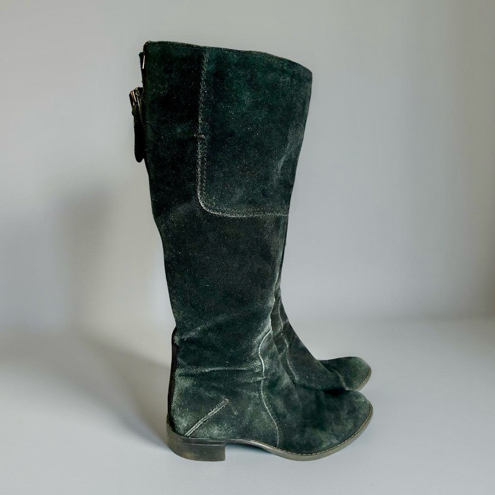 Franco Sarto Gray/Black Genuine Suede Heeled Boots